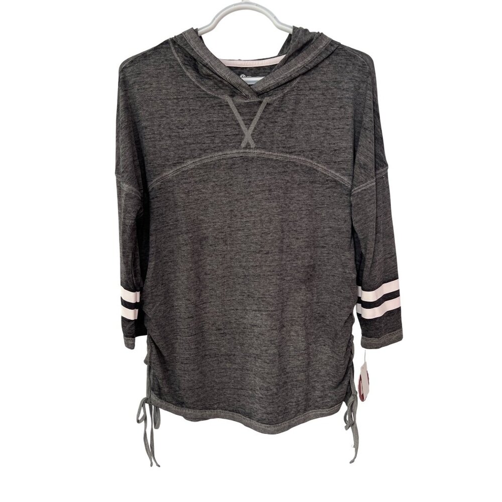 SO American Heritage Hoodie Perfect Tee Women Small 3/4 Sleeve Charcoal Gray NEW